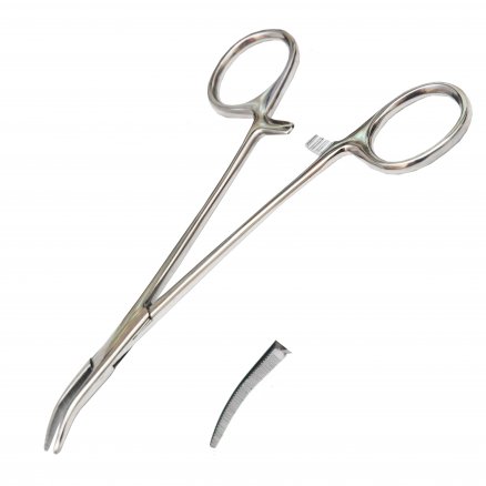 Затискач кровоспинний по Leriche, зігнутий по ребру. Довжина 16,0 см